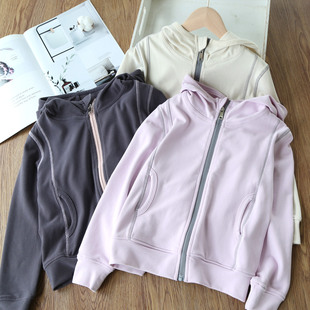 女童外套秋装新款韩版洋气儿童连帽开衫上衣中大童薄款卫衣帽衫