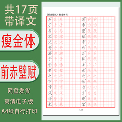 瘦金体前赤壁赋带译文成人硬笔字帖电子版临摹描红练习自行打印