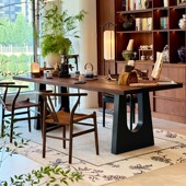 黑胡桃木实木茶桌椅组合客厅家用新中式 大板茶台办公室接待泡茶桌