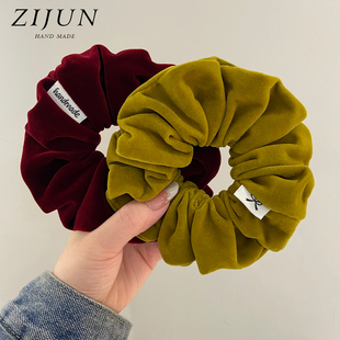 复古细腻丝绒大肠发圈女秋冬高级感蓬松马尾头绳博主同款 发绳头花
