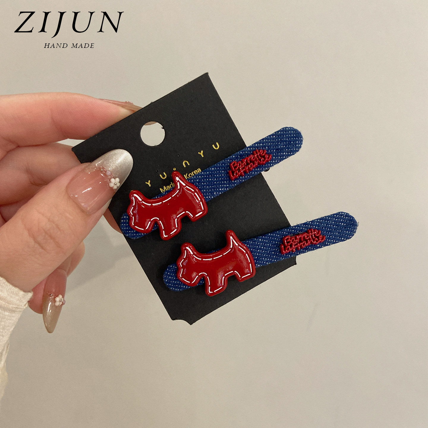 卡通补丁小狗牛仔布发夹一字夹发卡前额刘海夹复古新款侧边鸭嘴夹,饰品/流行首饰/时尚饰品新,发饰,淘宝优惠券,粉丝福利购,淘宝优惠卷