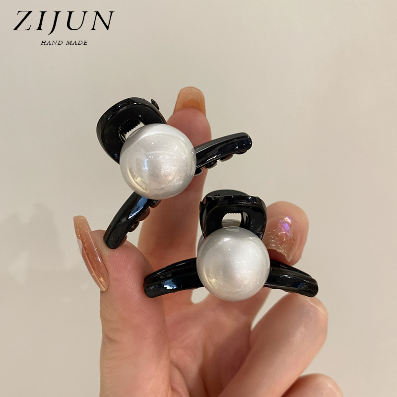 紫郡公主头珍珠小抓夹半扎发夹