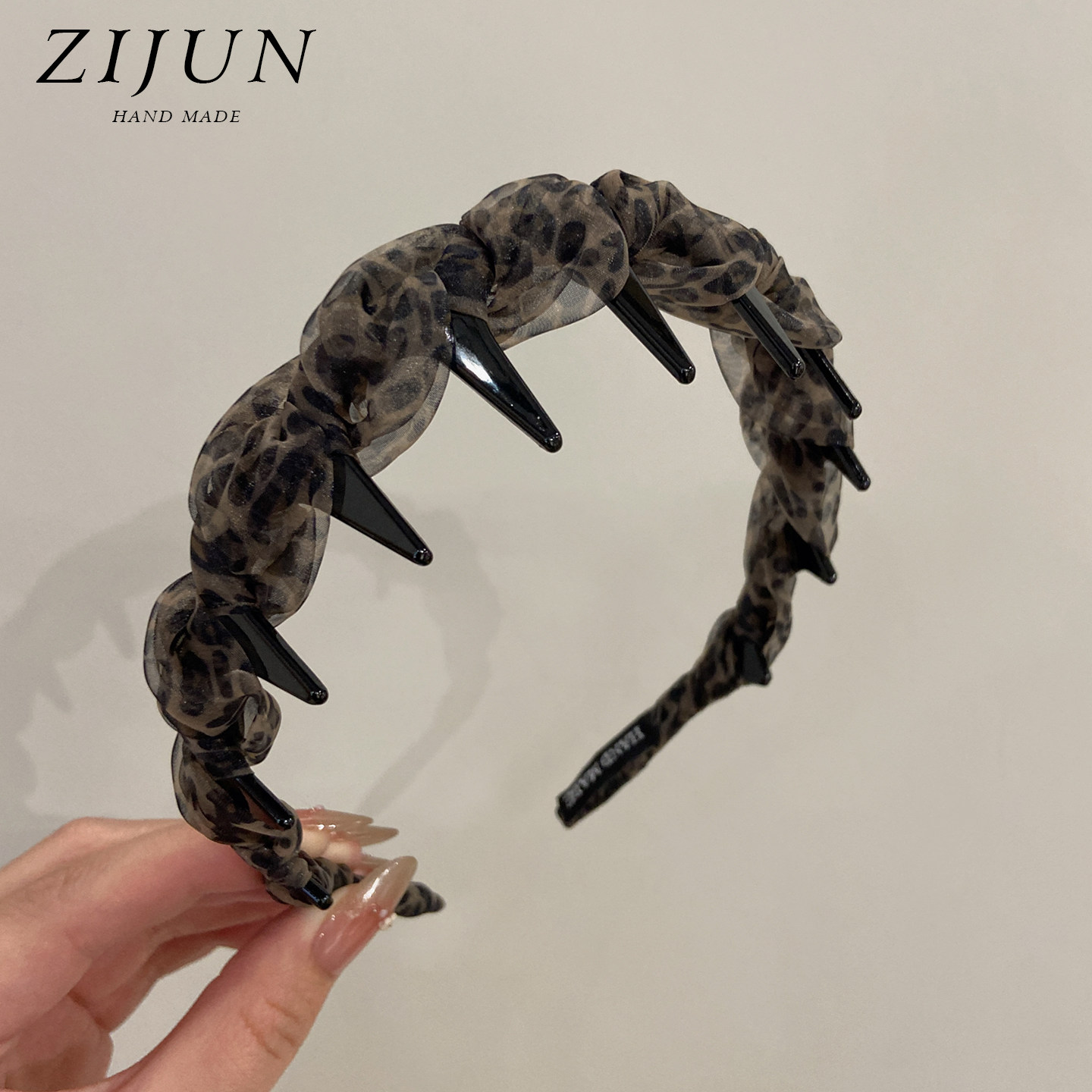 复古网纱豹纹发箍女高颅顶显发量带齿防滑洗脸压发卡外出通勤头箍
