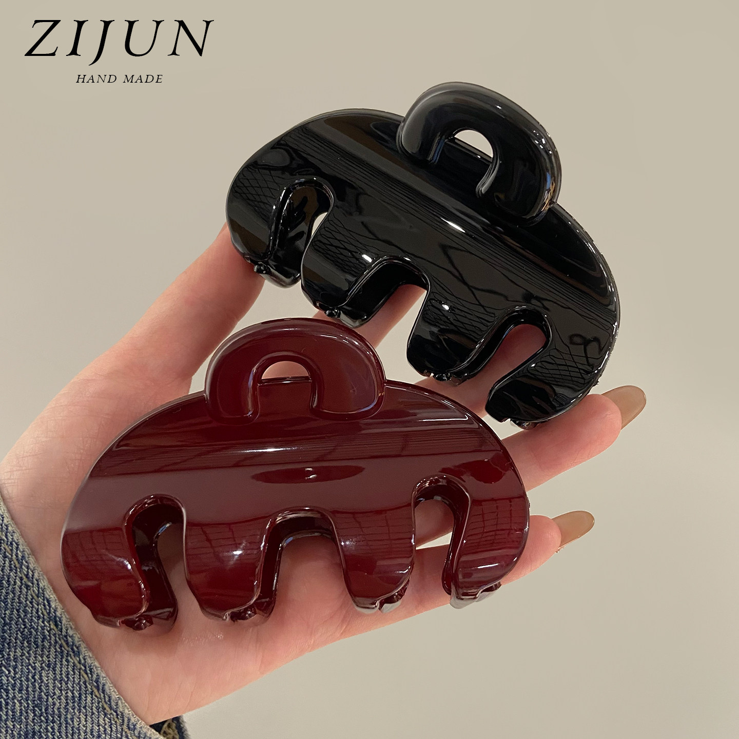 复古简约M形抓夹女后脑勺盘发抓