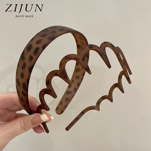 紫郡复古磨砂豹纹发箍带齿防滑