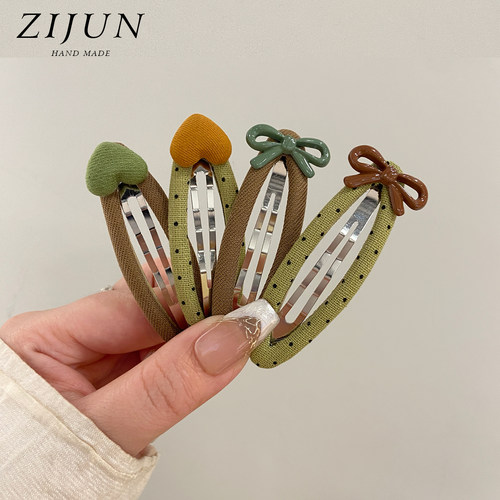 可爱撞色布艺蝴蝶结发夹少女时髦