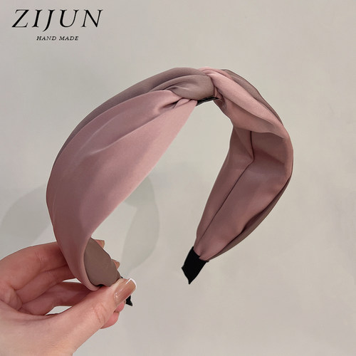 紫郡玫瑰同款布艺交叉宽边发箍