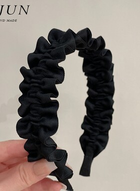法式简约褶皱发卡波浪宽边压发头箍网红女外出高颅顶发箍韩国发饰