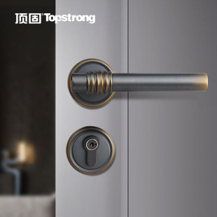 顶固门锁家用通用型卧室木门锁具室内静音美式 房门锁纯铜门把手