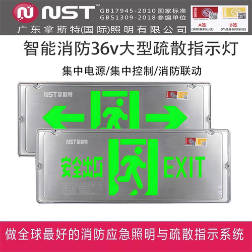 NST拿斯特应急灯36V大型疏散指示灯集控安全出口应急标志灯600大