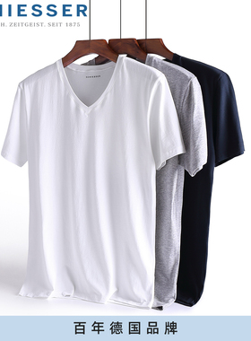 德国舒雅T恤男款 纯棉夏季男士圆领V领短袖打底衫半袖汗衫2件装