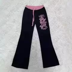 Pants Foreign Trade European and American New Style Letter Print Casual Solid Color Long Pants American Fashion Elastic Waist Basic Long Pants