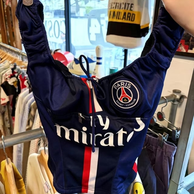 VEST美式夏季辣妹足球衣抹胸运动背心纯欲抽绳短款拉拉队服上衣女
