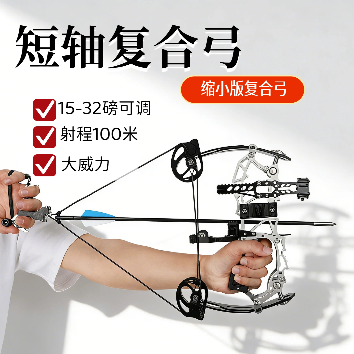 迷你复合弓成人户外射击射箭大威力射程100米铝合金轮组夜视套装