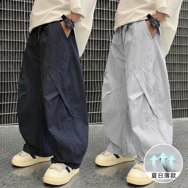 儿童裤子夏季新款直筒工装男童防蚊长裤中大童休闲宽松透气薄夏天