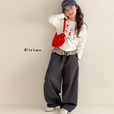 女童长袖T恤春秋装大童韩系穿搭衣服儿童多字母T恤女孩春季打底衫