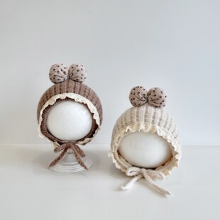 女宝宝帽子秋冬季婴幼儿保暖帽护耳小月龄针织帽防寒婴儿毛线帽萌