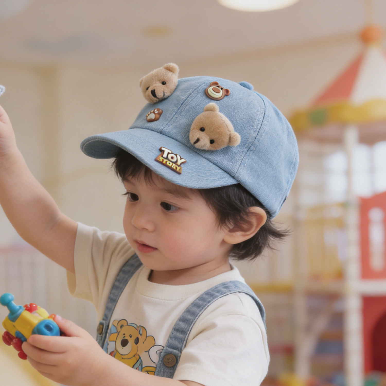 宝宝帽子男童鸭舌帽可爱小熊春秋季女童牛仔帽洋气儿童棒球帽洋气