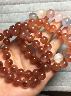 纯天然红兔毛粉兔毛白兔毛水晶手链 手串饰品男女款礼物