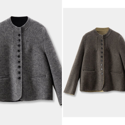 知识分子风中式羊毛手工双面大衣
