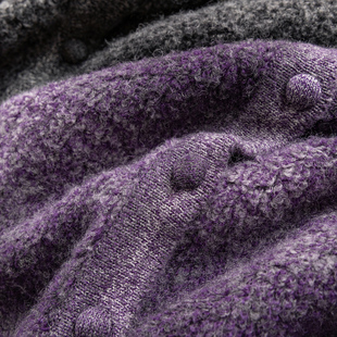 H春上7号 法G梦幻花纱100羊毛圈圈绒V领毛衣外套女20I1 洋气实穿