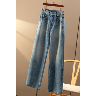 秒 做旧100棉高腰直筒牛仔裤 春天家 好版 女33F7 经典 ￥299