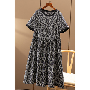 FF￥579 秒！复古腰果花A摆圆领真丝连衣裙dress春上7号女4Z32特