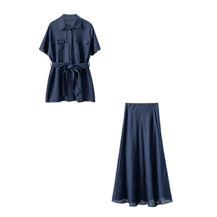 半身裙套装 ￥599 气质通勤100亚麻收腰衬衫 春天家 女2Y44 秒