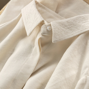 女06J3 H春上7号 法G叠搭出彩简约高品质天丝亚麻衬衫 老钱 特 时尚