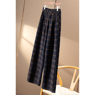 ¥279 秒!春天家 复古格纹 高腰直筒阔腿牛仔裤女90C2