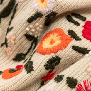 特 法柜100绵羊毛手工立体钩花毛衣女90E8 H春上7号 迷人花朵