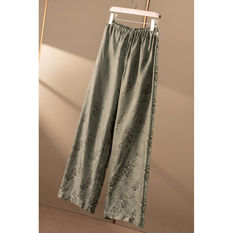 EE￥429 秒！春天家  法柜高货重磅真丝提花高腰直筒阔腿裤女78B4,女装/女士精品,休闲裤,淘宝优惠券,粉丝福利购,淘宝优惠卷