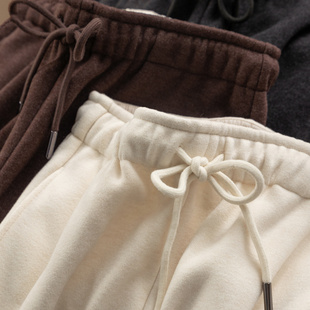 D女51F7 法G设计含羊毛羊绒松紧腰束脚毛呢卫裤 H春上7号 巨显瘦