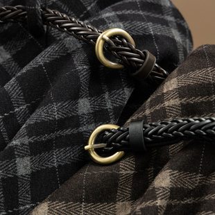 H春上7号 复古学院风 英G格纹含羊毛呢感包臀A字半身短裙女52I0特