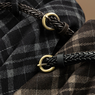 英G格纹含羊毛呢感包臀半身短裙