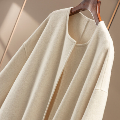 意D利山羊绒羊毛手工双面呢大衣