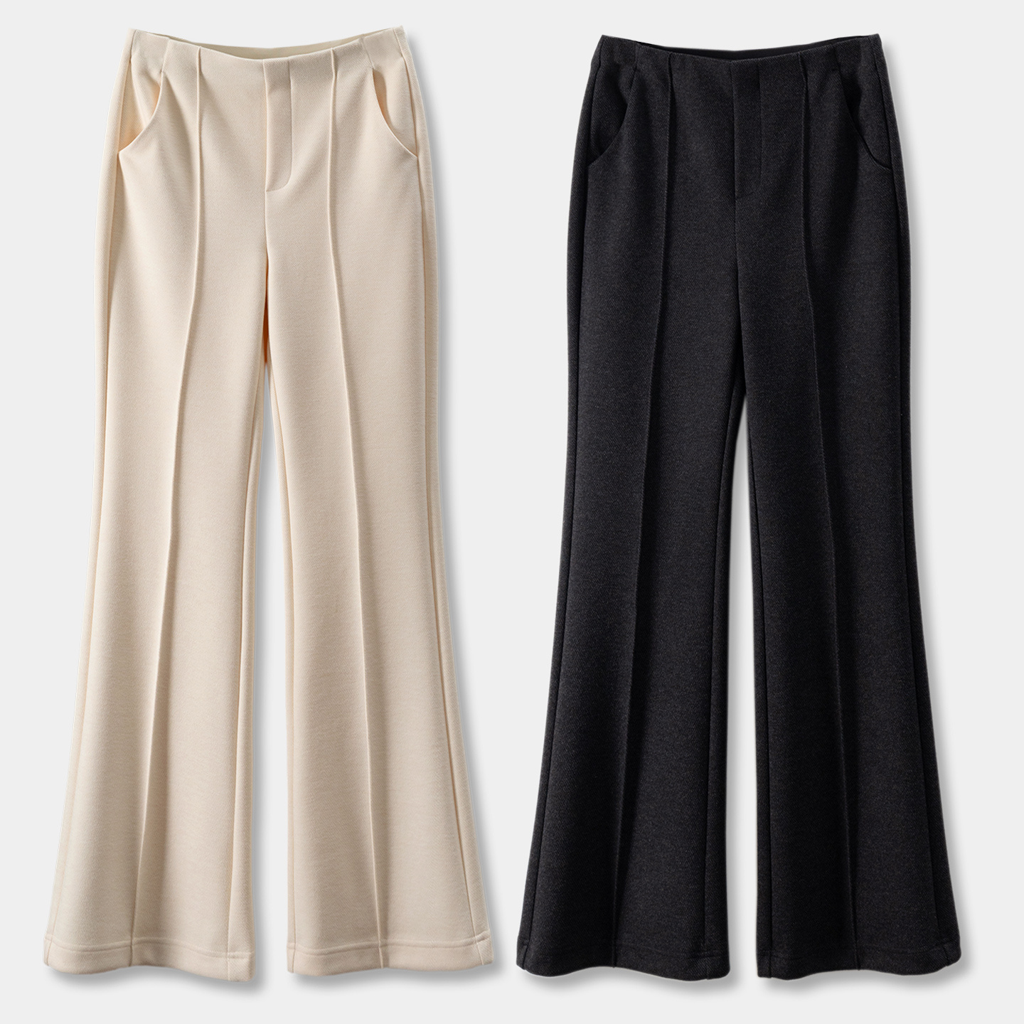 法G含真丝羊绒毛呢松紧腰微喇裤