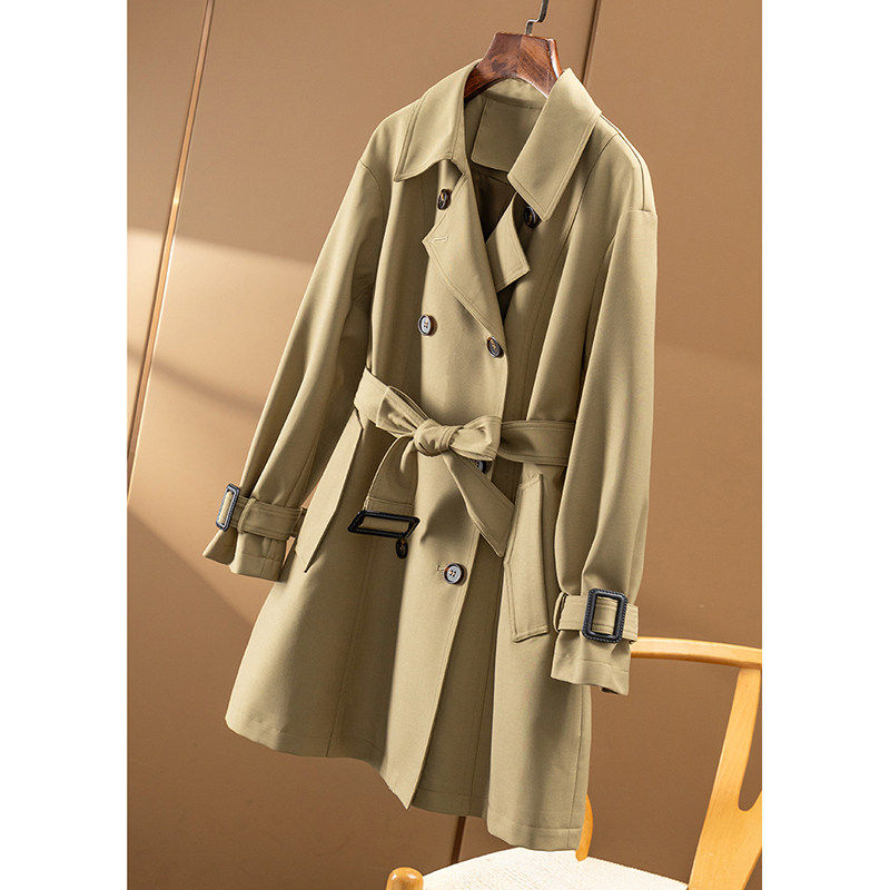 ￥359 秒！春天家 经典 经典双排扣收腰中长款风衣外套女08E9