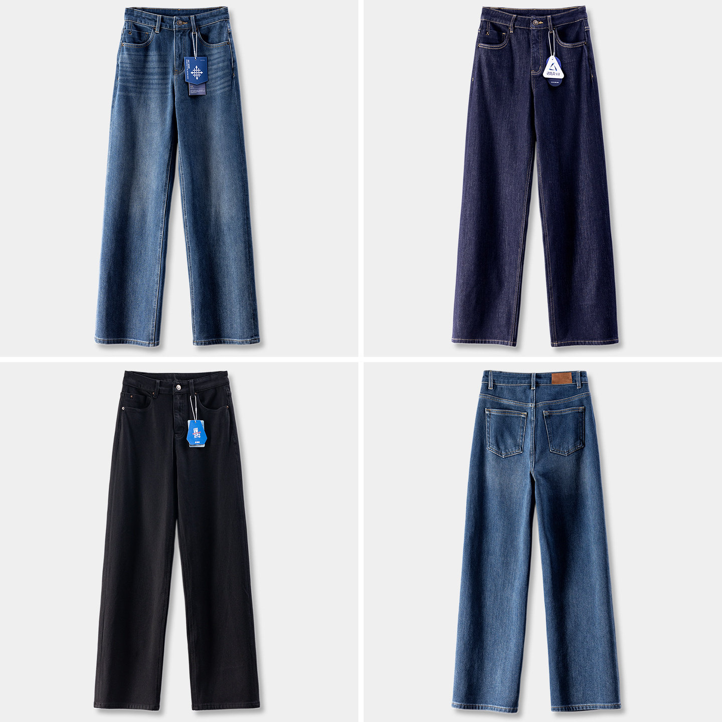 H春上7号 360&deg;完美弹  法G设计高腰阔腿直筒磨绒牛仔裤D56F4 特