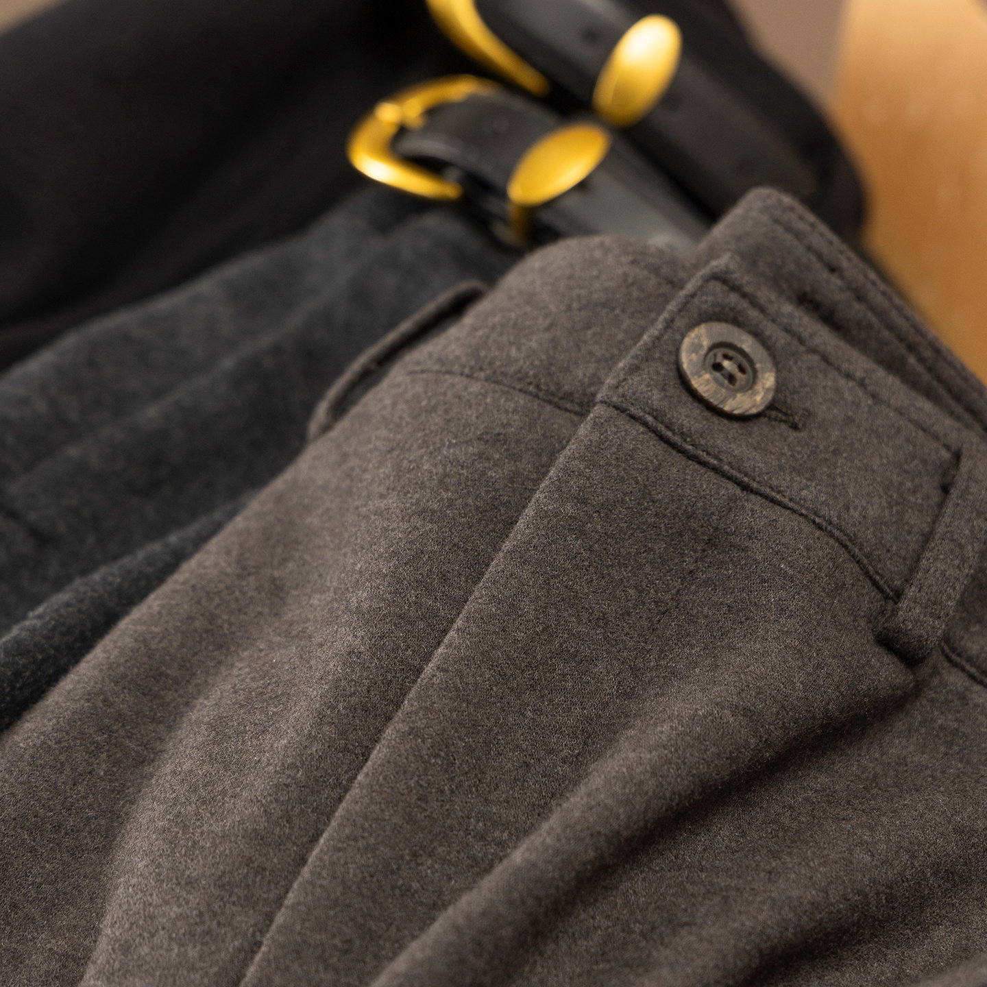 法柜高品质含羊毛阔腿九分毛呢裤