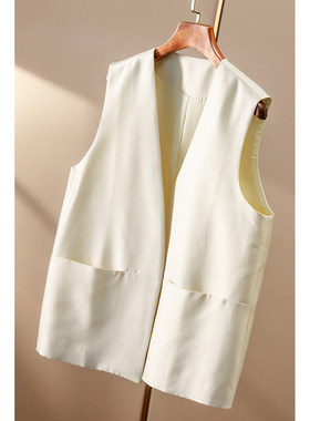 AA￥519 秒！春天家 法柜轻奢高品质真丝羊毛V领马甲外套女38E0