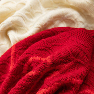 法柜100羊毛波浪纹提花毛衣D女99E3 圣诞红 特 明星同款 H春上7号