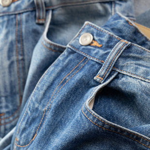 H春上7号 笔直大长腿 法柜早春100纯棉高腰直筒阔腿牛仔裤D88F1特