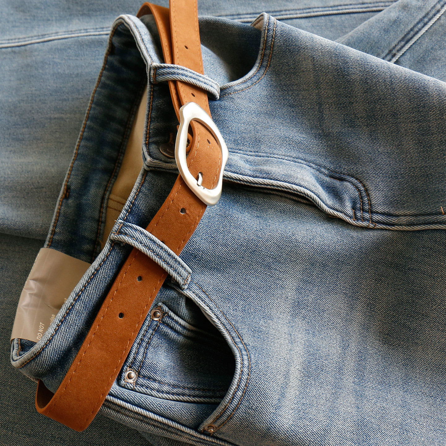 法柜水洗浅牛仔加绒镰刀香蕉裤