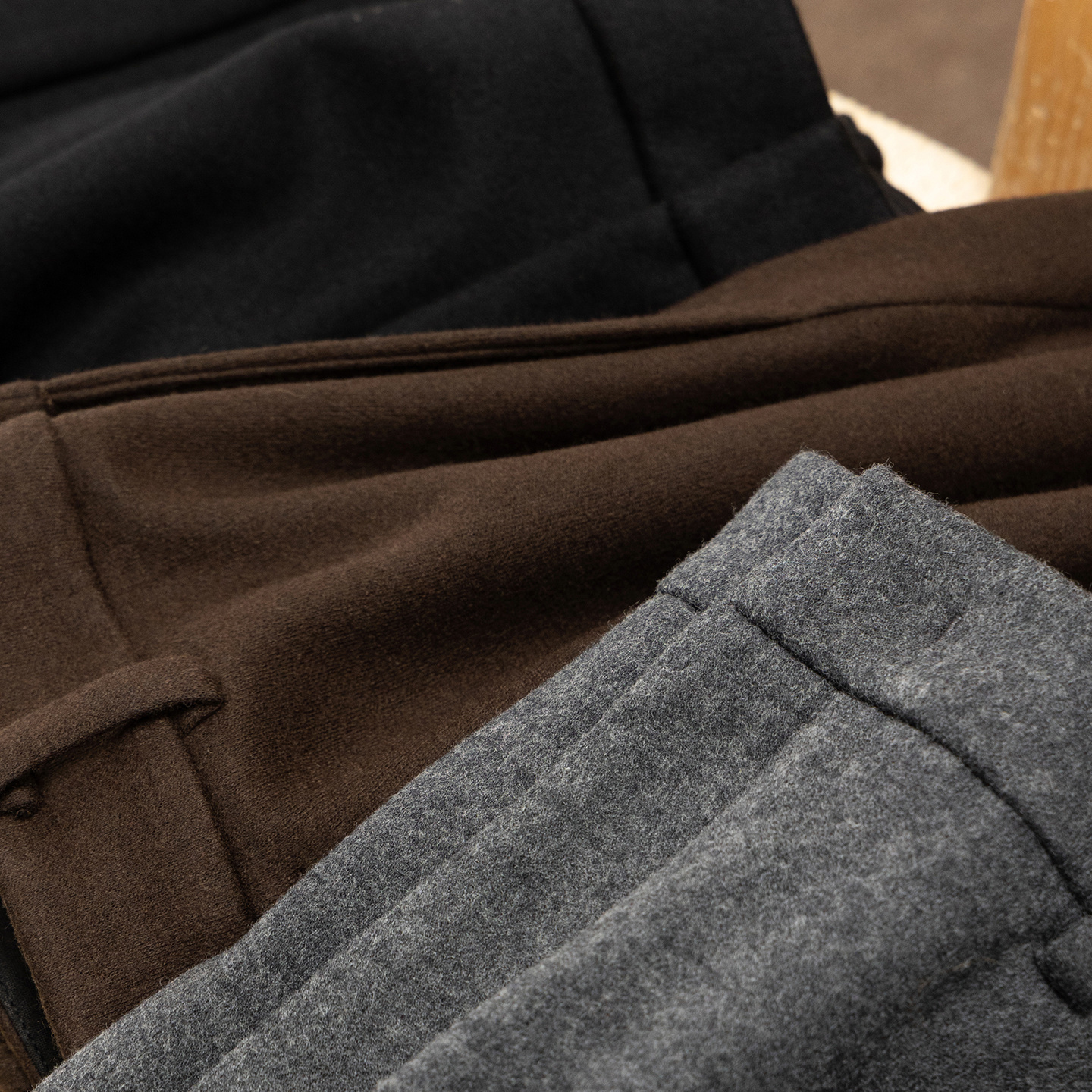 法柜含羊毛直筒阔腿毛呢八分裤