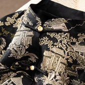 H春上7号 真丝香云纱外套D女18G7 金丝刺绣中式 锦绣国风 匠心画卷