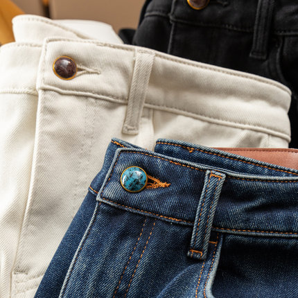 H春上7号 小鸟腿 法柜加绒高腰锥形烟管法棍九分牛仔裤D女72F5 特