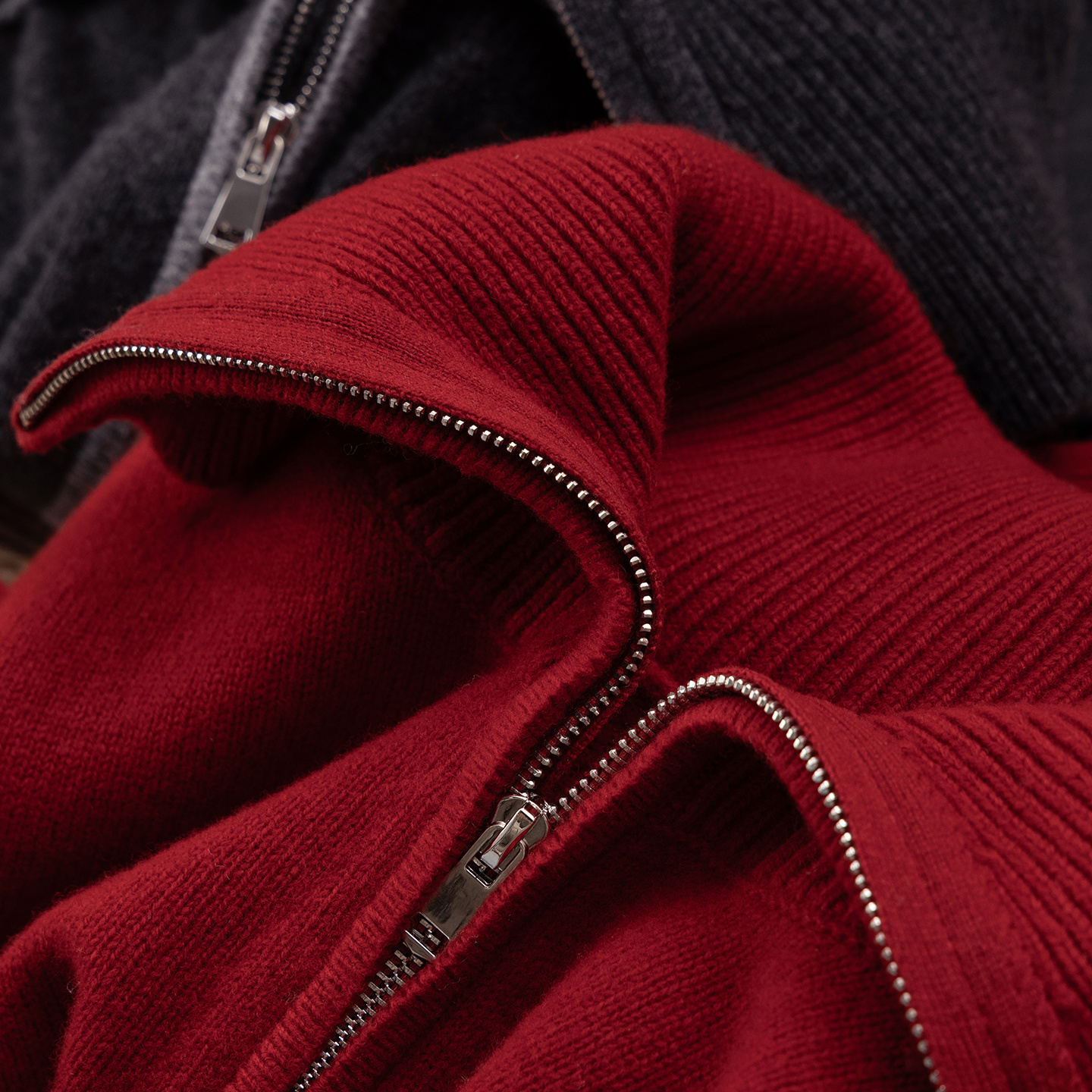 法柜100绵羊毛双头拉链毛衣开衫