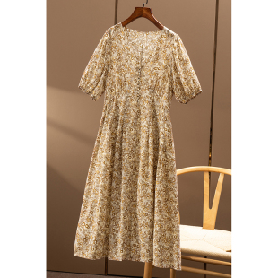 真丝双绉花卉泡泡袖 茶歇 收腰连衣裙春上7号女47A3 秒 ￥659