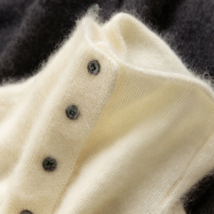 D女92E5 法柜高品质100绵羊毛高领拉毛毛衣开衫 H春上7号 暖绒绒